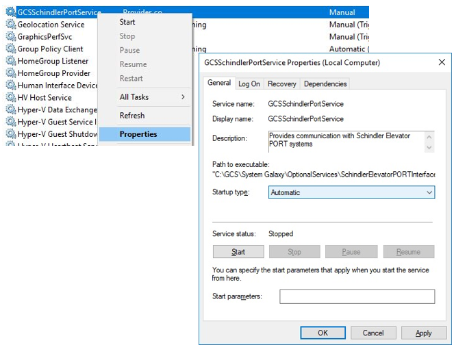 Configure The Gcs Schindler Service To Auto Start Configure The Gcs Schindler Service To Auto Start